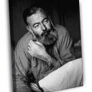 Ernest Hemingway Writer Beard Portrait BW  20x16 inch FRAMED CANVAS WALL PRINT