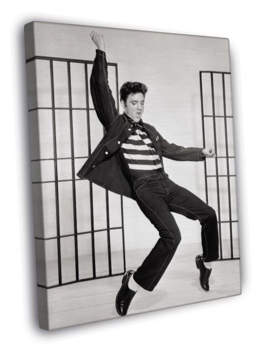 Elvis Presley BW Dancing Jailhouse Rock Hot Retro WALL  20x16 inch FRAMED CANVAS PRINT