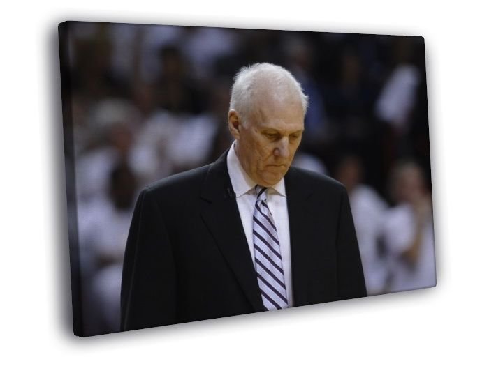 Gregg Popovich Coach Pop San Antonio Spurs  20x16 inch FRAMED CANVAS WALL PRINT