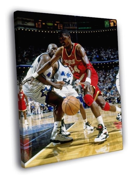 Hakeem Olajuwon The Dream Houston Rockets Game  20x16 inch FRAMED CANVAS WALL PRINT