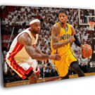 Paul George vs LeBron Indiana Pacers Dribbling  20x16 inch FRAMED CANVAS WALL PRINT