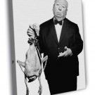 Alfred Hitchcock Duck BW Portrait Movie Legend  20x16 inch FRAMED CANVAS WALL PRINT