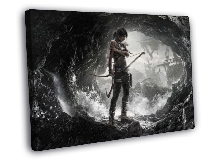 Tomb Raider Rain Storm Awesome Video Game  20x16 inch FRAMED CANVAS WALL PRINT