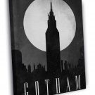 Gotham City Skyline Dark Knight Night Moon Art  20x16 inch FRAMED CANVAS WALL PRINT