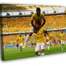 Thiago Silva Paulinho Goal Celebration World Cup  20x16 inch FRAMED CANVAS WALL PRINT