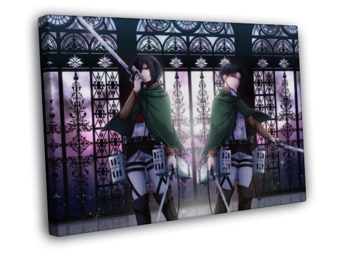 Attack on Titan Shingeki no Kyojin Rivaille Levi Anime  20x16 inch FRAMED CANVAS WALL PRINT