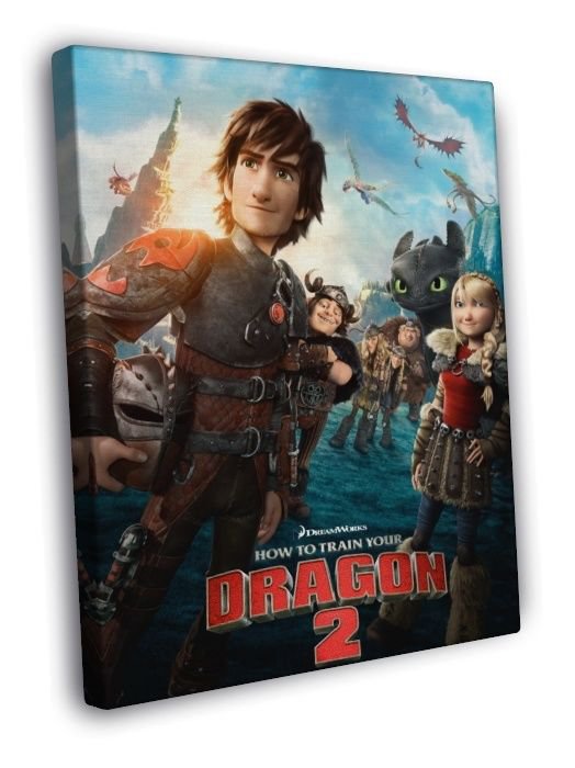 How To Train Your Dragon 2 Characters Movie  20x16 inch FRAMED CANVAS WALL PRINT