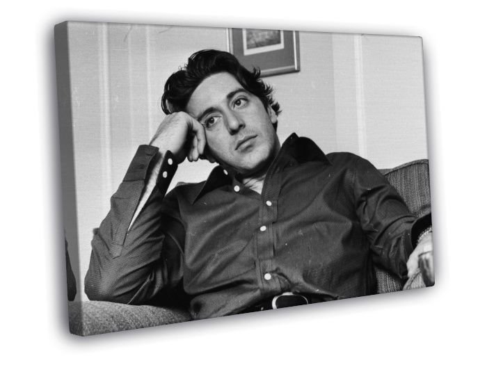Al Pacino Actor Handsome Young Chair BW  20x16 inch FRAMED CANVAS WALL PRINT