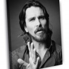 Christian Bale Amazing BW Portrait Handsome Beard  20x16 inch FRAMED CANVAS WALL PRINT