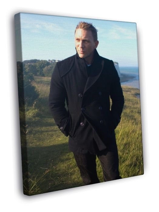 Daniel Craig Overcoat Nature Amazing Actor Rare  20x16 inch FRAMED CANVAS WALL PRINT