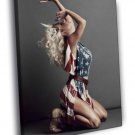 Kesha Hot Pose American Flag Pop Music Rare  20x16 inch FRAMED CANVAS WALL PRINT