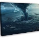 Tornado Sea Storm Lightning Twister Awesome  20x16 inch FRAMED CANVAS WALL PRINT