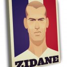 Zinedine Zidane Portrait Soccer Football Art  20x16 inch FRAMED CANVAS WALL PRINT