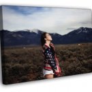 Freedom Beautiful Cute Girl Nature American Flag  20x16 inch FRAMED CANVAS WALL PRINT