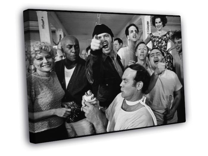 One Flew Over the Cuckoo's Nest Jack Nicholson Movie WALL  20x16 inch FRAMED CANVAS PRINT