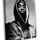 2pac Tupac Shakur Hood BW Portrait Art Gangsta Rap WALL  20x16 inch FRAMED CANVAS PRINT