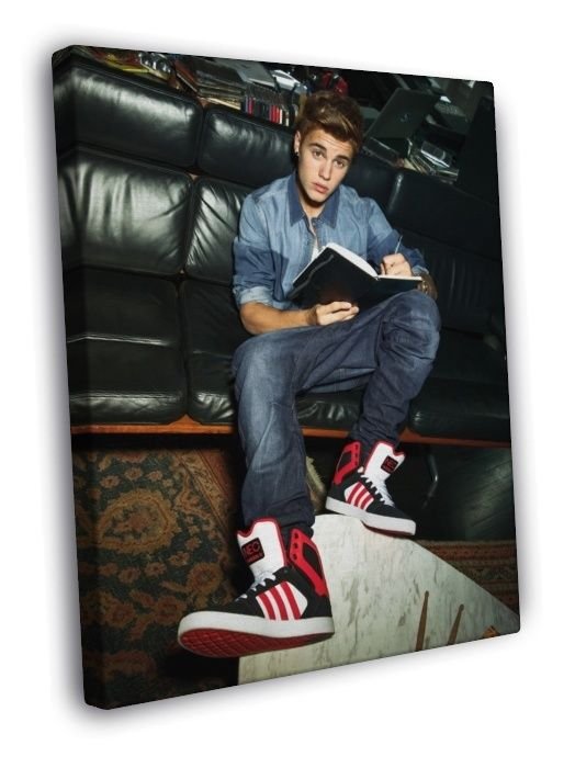 Justin Bieber Book Sneakers Sofa Handsome Singer WALL  20x16 inch FRAMED CANVAS PRINT