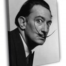 Salvador Dali Moustache Portrait BW Retro WALL  20x16 inch FRAMED CANVAS PRINT