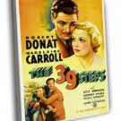 The 39 Steps Retro Classic Movie Vintage  20x16 inch FRAMED CANVAS WALL PRINT
