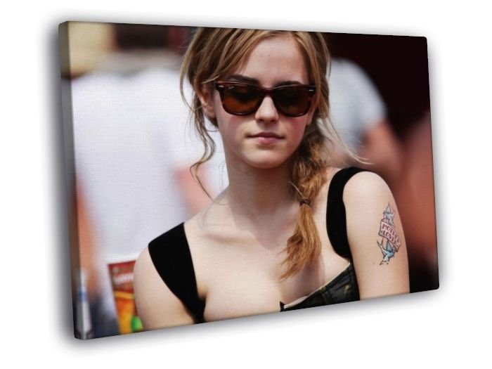 Emma Watson Cute Tattoo Hot Actress  20x16 inch FRAMED CANVAS WALL PRINT