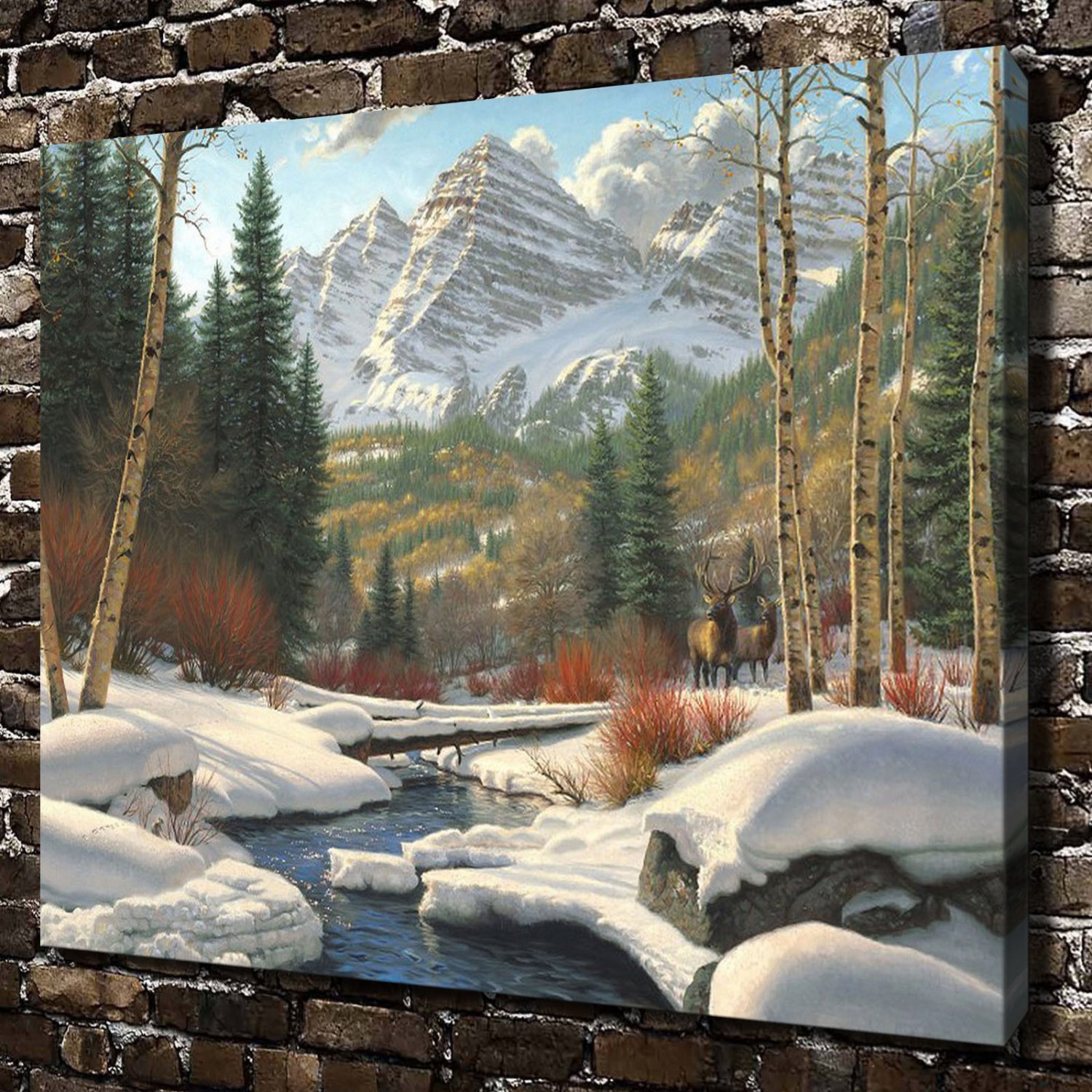 201667 Beautiful Iceberg Brook Decor FRAMED CANVAS PRINT 20x16 inch inch
