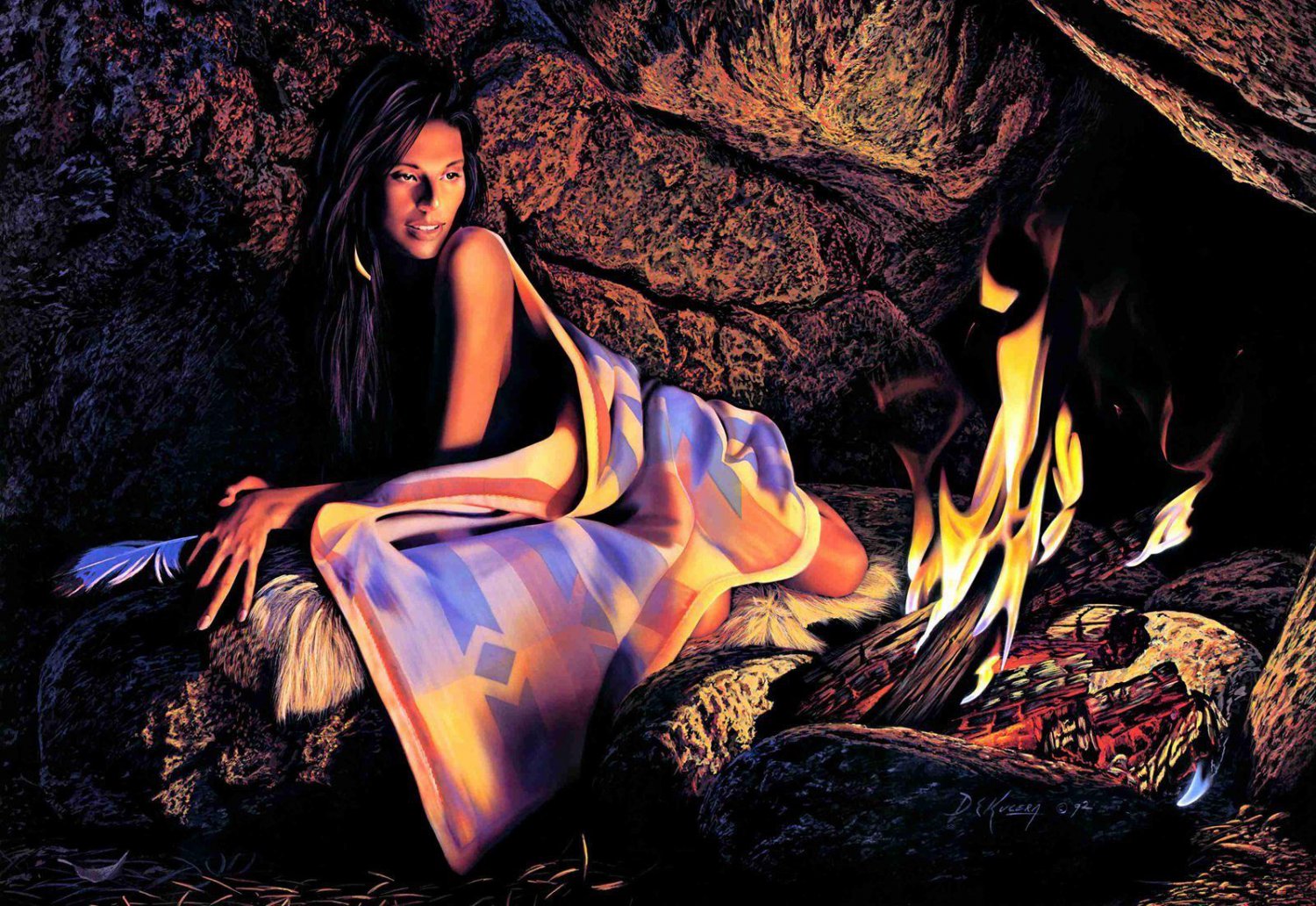 201808 Fire Decor FRAMED CANVAS PRINT 20x16 inch inch
