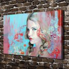 203658 Long hair woman Decor FRAMED CANVAS PRINT 20x16 inch inch