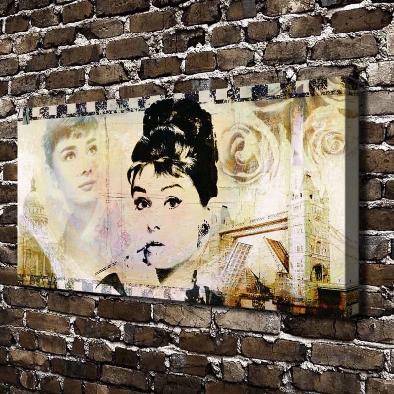 Audrey Hepburn Clips Decor  20x16 inch FRAMED CANVAS PRINT