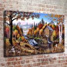 Beautiful Mountain Cabin Decor  20x16 inch FRAMED CANVAS PRINT