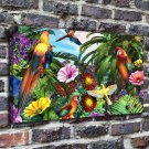 Jungle parrots Decor  20x16 inch FRAMED CANVAS PRINT