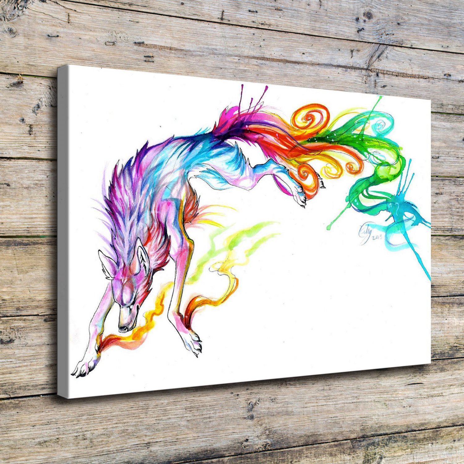 Abstract the Wolf Decor  20x16 inch FRAMED CANVAS PRINT