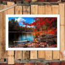 Autumn Lake Forest Painting ed Pictur Decor  20x16 inch FRAMED CANVAS PRINT