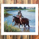 Native American indians Decor  20x16 inch FRAMED CANVAS PRINT