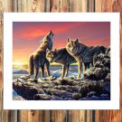 Wolves at sunset Paintings Decor  20x16 inch FRAMED CANVAS PRINT