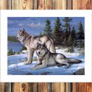 Two wolves Decor  20x16 inch FRAMED CANVAS PRINT