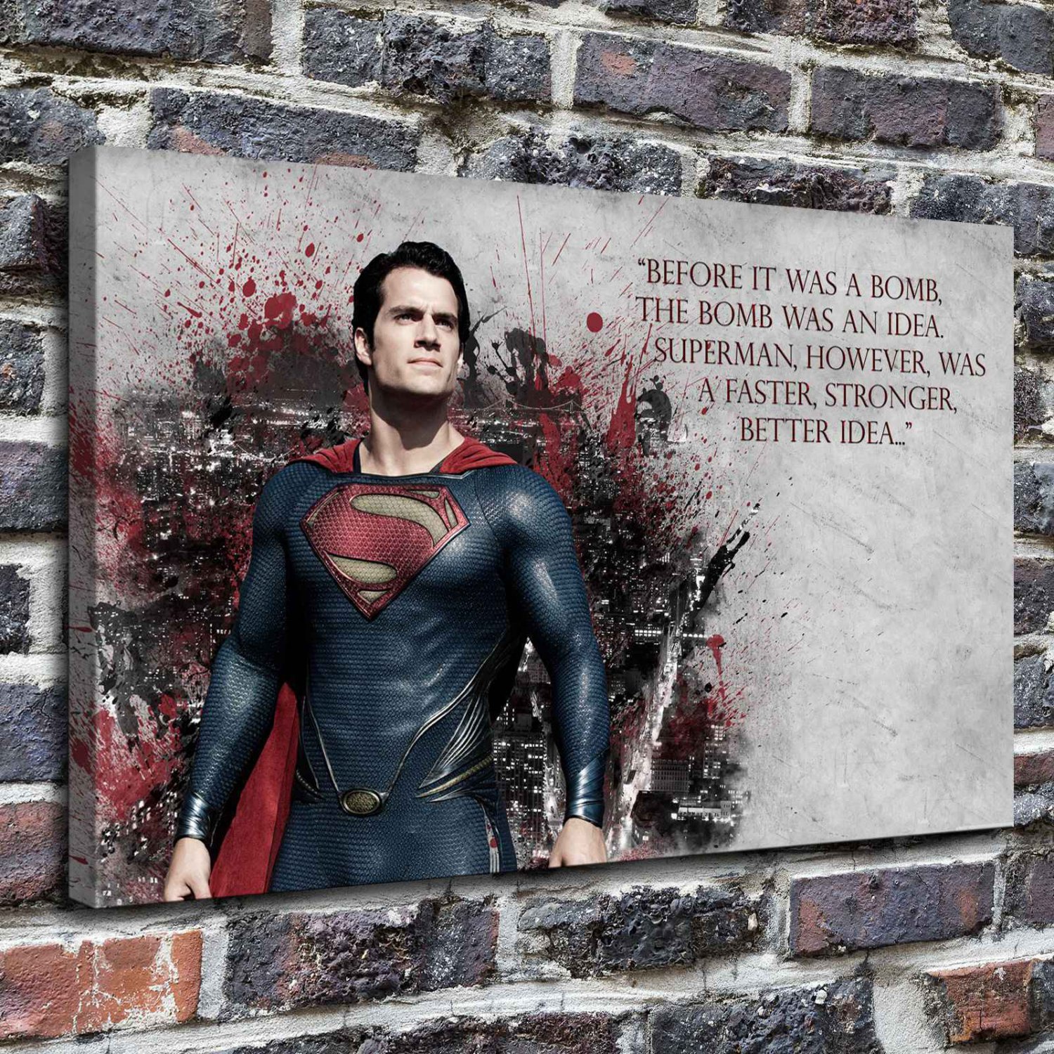Super hero Decor  20x16 inch FRAMED CANVAS PRINT