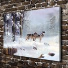 Snow Wolf Animal Decor  20x16 inch FRAMED CANVAS PRINT
