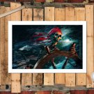 Skeleton on Pirate Ship Decor  20x16 inch FRAMED CANVAS PRINT