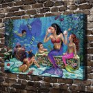 The little mermaid Painting Decor  20x16 inch FRAMED CANVAS PRINT