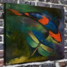 A pond carp dragonfly Decor  20x16 inch FRAMED CANVAS PRINT