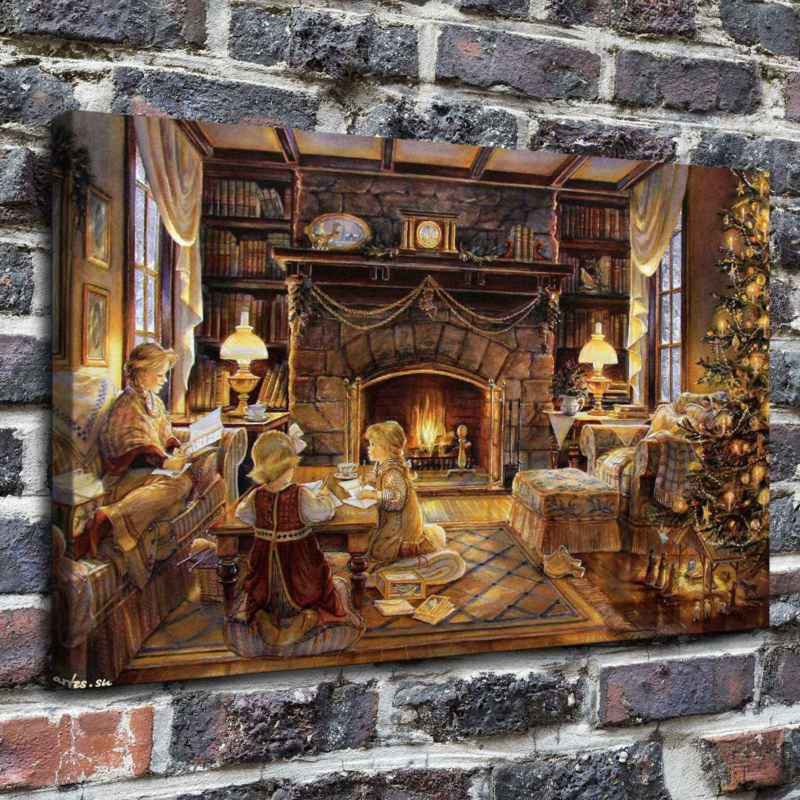 Night before Christmas Decor  20x16 inch FRAMED CANVAS PRINT