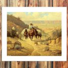 Lonely cowboy Paintings Decor  20x16 inch FRAMED CANVAS PRINT