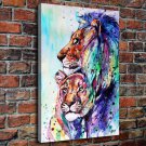Lions By ElenaShved Painting Decor  20x16 inch FRAMED CANVAS PRINT