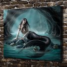 Cave Skull Siren Mermaid Painting Decor  20x16 inch FRAMED CANVAS PRINT