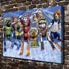 Ski battle Paintings Decor  20x16 inch FRAMED CANVAS PRINT