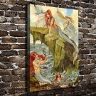Myth Mermaid Decor  20x16 inch FRAMED CANVAS PRINT