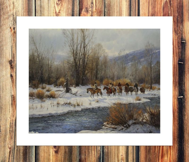 Native American indians Paintings Decor  20x16 inch FRAMED CANVAS PRINT