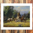Indians have a teepee Decor  20x16 inch FRAMED CANVAS PRINT
