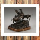 Cowboy and cattle Decor  20x16 inch FRAMED CANVAS PRINT