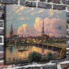 Sunset Over Riga Decor  20x16 inch FRAMED CANVAS PRINT